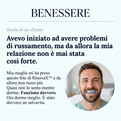 RinovaX™ – Bite orale anti-russamento medicale, discreto e confortevole