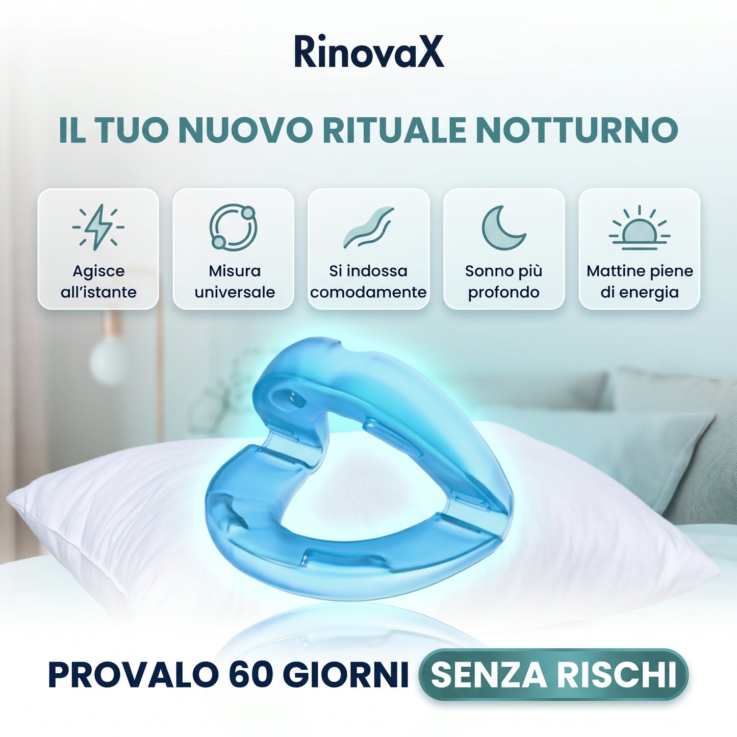 RinovaX™ – Bite orale anti-russamento medicale, discreto e confortevole